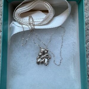 (Auth) Tiffany & Co Sterling Silver Teddy Bear Necklace